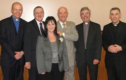 The Rev Roger Thompson (left) with special guests (from left)  Ken Gibson (IFI), Olga Gallagher (RDC), Michael Lynch (Deputy Mayor), Ven Stephen Forde (St Cedma's) and Fr John Burns (St Anthony's).